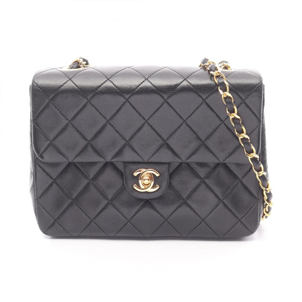 Chanel Matelasse Shoulder Bag Lambskin Leather Black